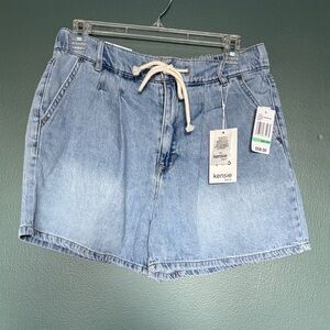kensie Light Wash Denim Drawstring Shorts